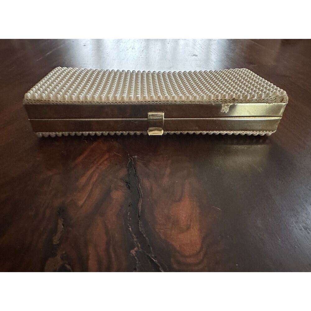 Julius Resnick Mid-Century Prom Wedding Pearl Beaded Clutch - Picture 3 of 6
